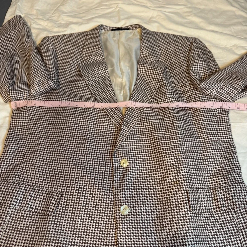 Countess Mara 100% silk Mens Brown Houndstooth Blazer Sport Coat 48L
